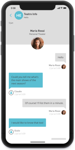 Blucinquenice App Chat mockup