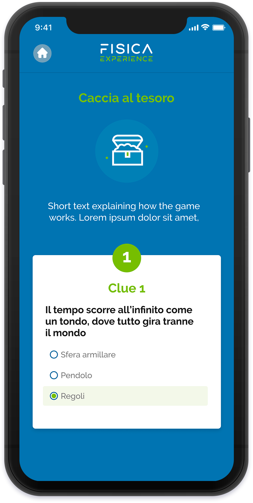 Fisica Experience Mobile Tour clue mockup
