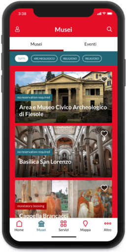 Firenzecard app mockup - museums section