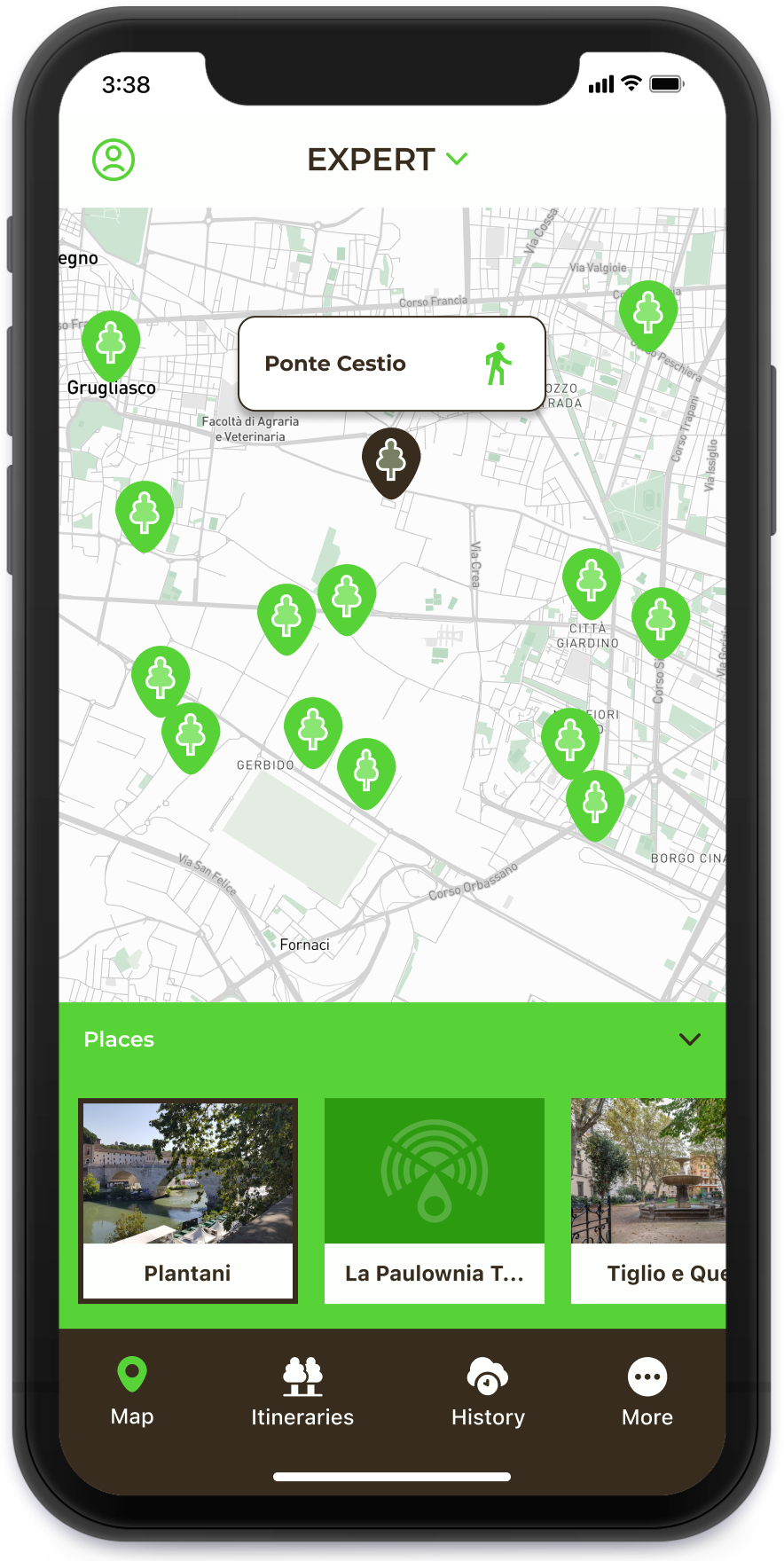 museo emot app mockup - map section