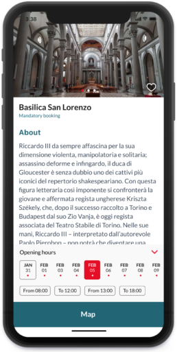 Firenzecard app mockup - museum section