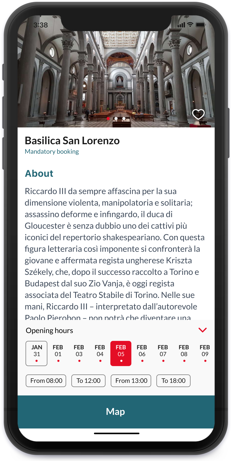 Firenzecard app mockup - museum section