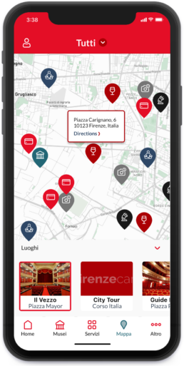 Firenzecard app mockup - map section