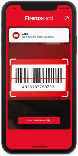 Firenzecard app mockup - card scanning section