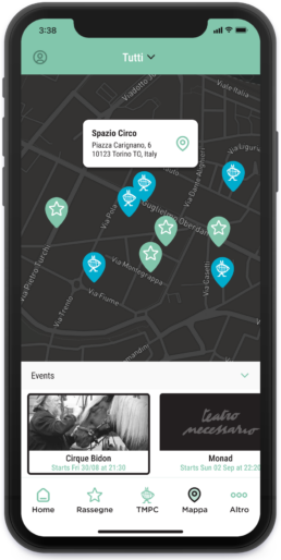 teatro necessario app mockup - map section