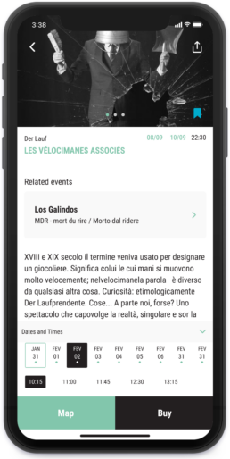 teatro necessario app mockup - event detail section